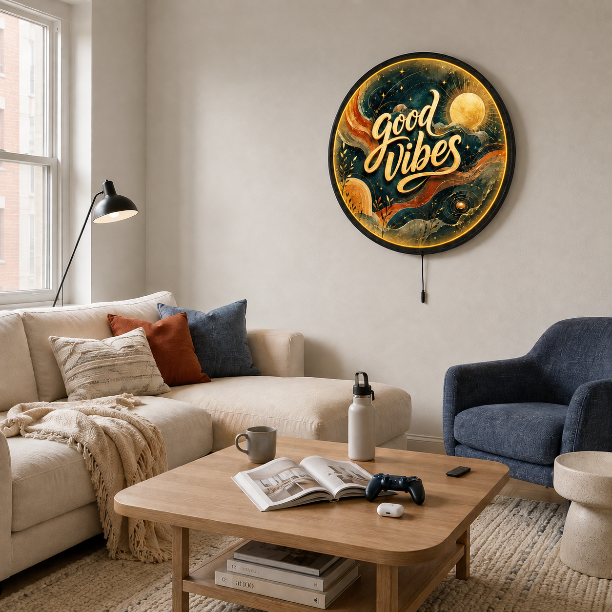 Good Vibes LED Wall Art – Positive Boho Room Decor