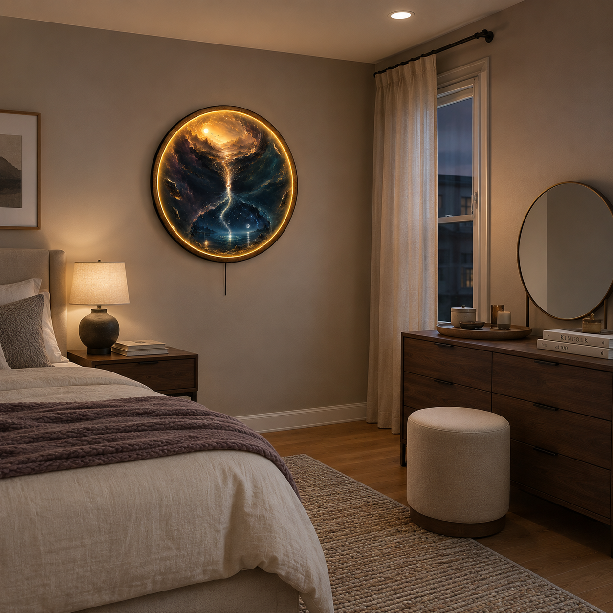 Between Two Worlds LED Wall Art – Celestial Portal Landscape