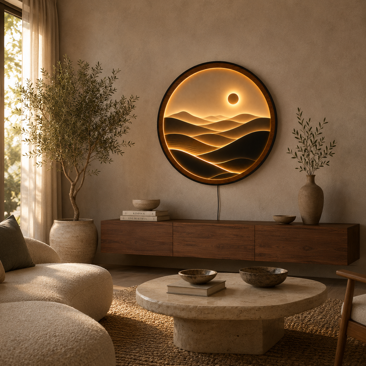Minimalist Desert Sunset LED Wall Art – Modern Acrylic Wall Decor
