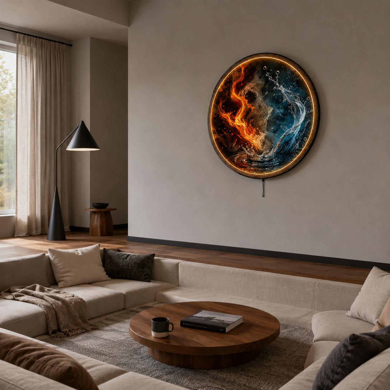 Fire & Water LED Wall Art – Elemental Balance Decor