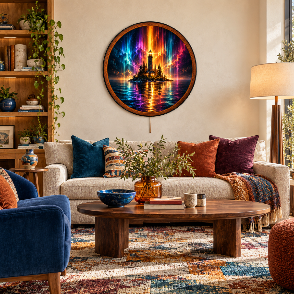 Handcrafted Aurora Lighthouse Reflection LED Wall Art