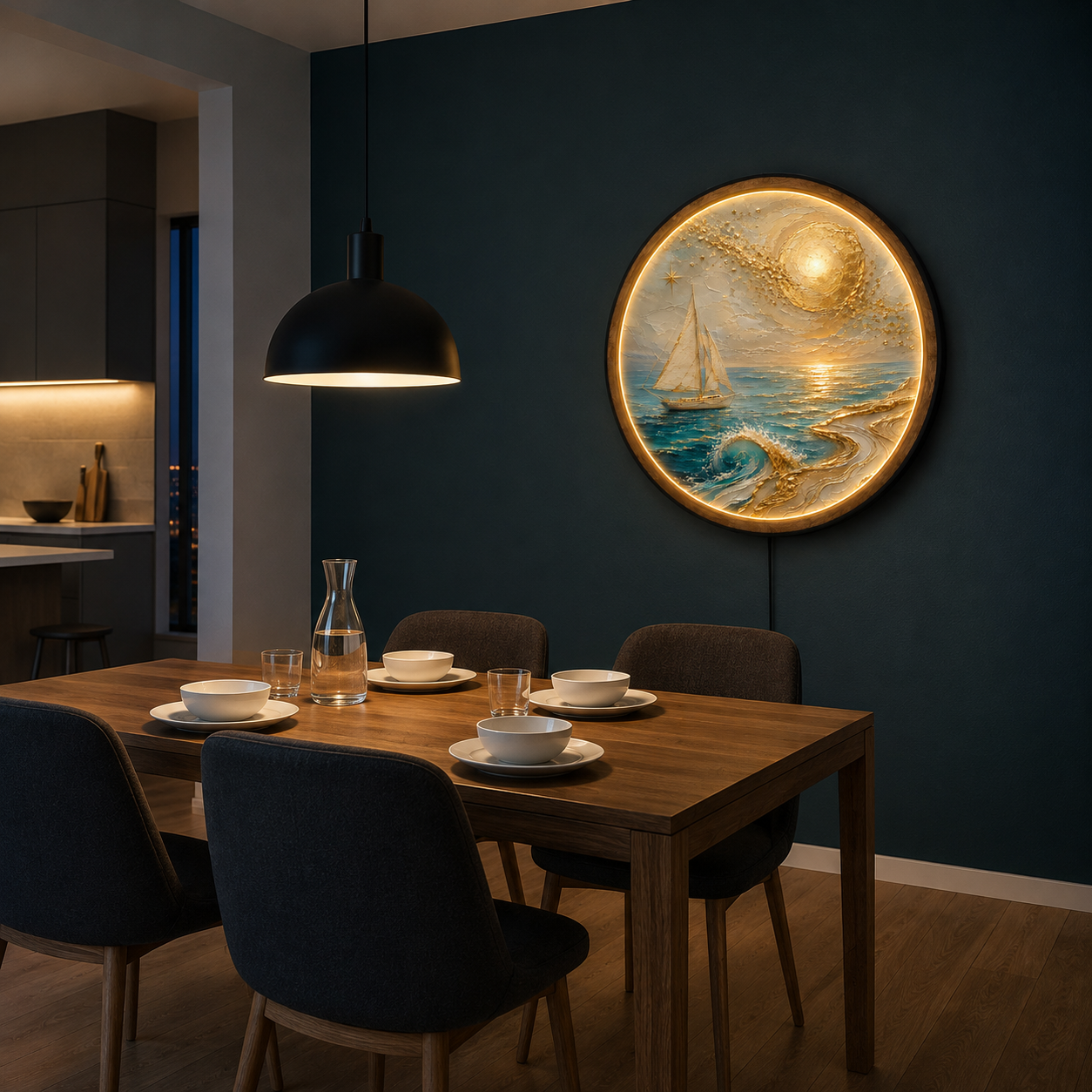 Aurelia Sail LED Wall Art – Coastal Sailboat Ocean Decor