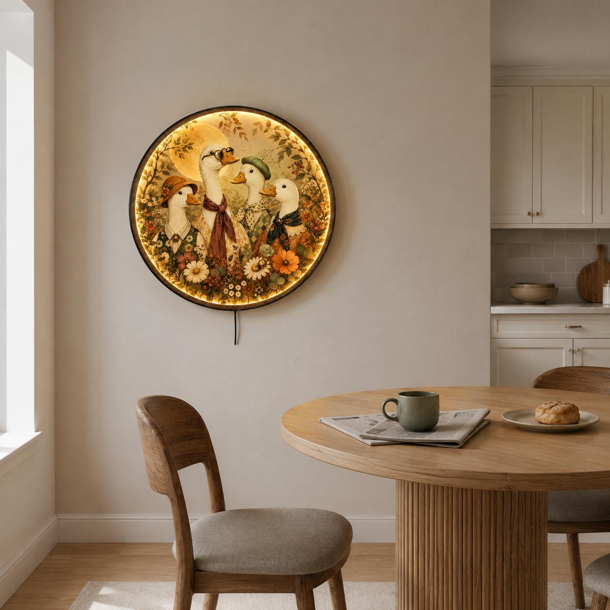 Golden Hour Goose Society LED Wall Art – Cottagecore Goose Decor