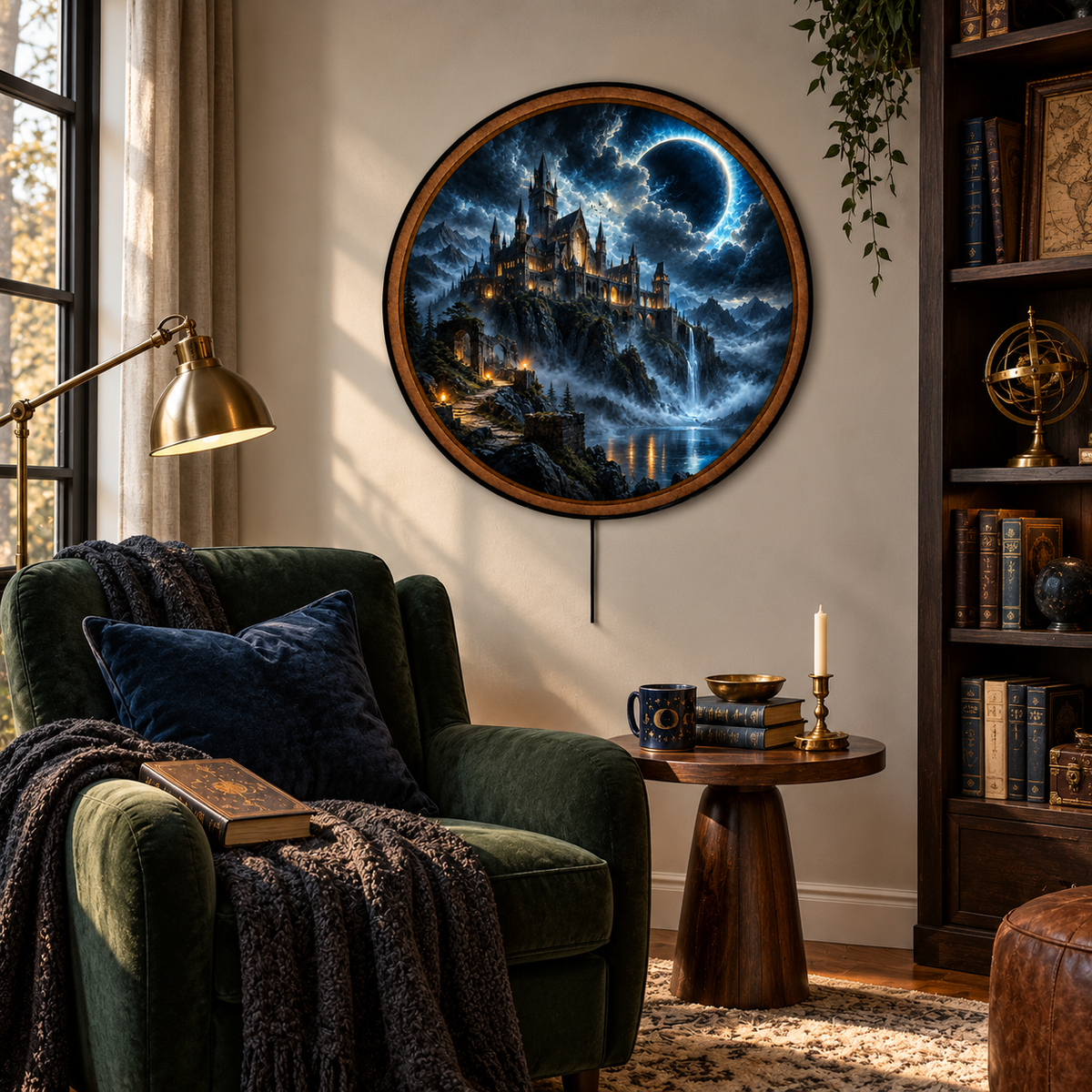 Eclipse Citadel Gothic Castle Circular LED Wall Art
