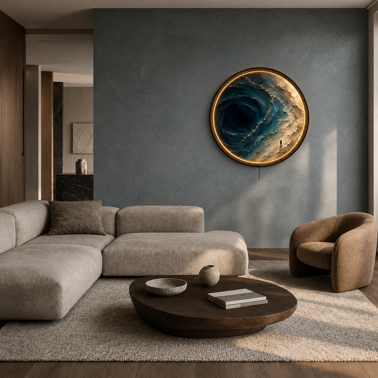 Abyssal Tide LED Wall Art – Abstract Ocean Wave Decor
