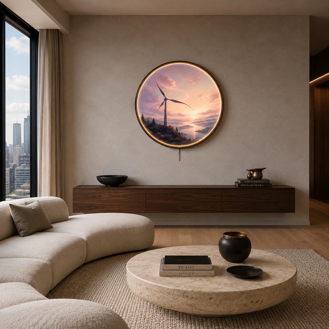 Winds of Dawn LED Wall Art – Serene Mountain Landscape