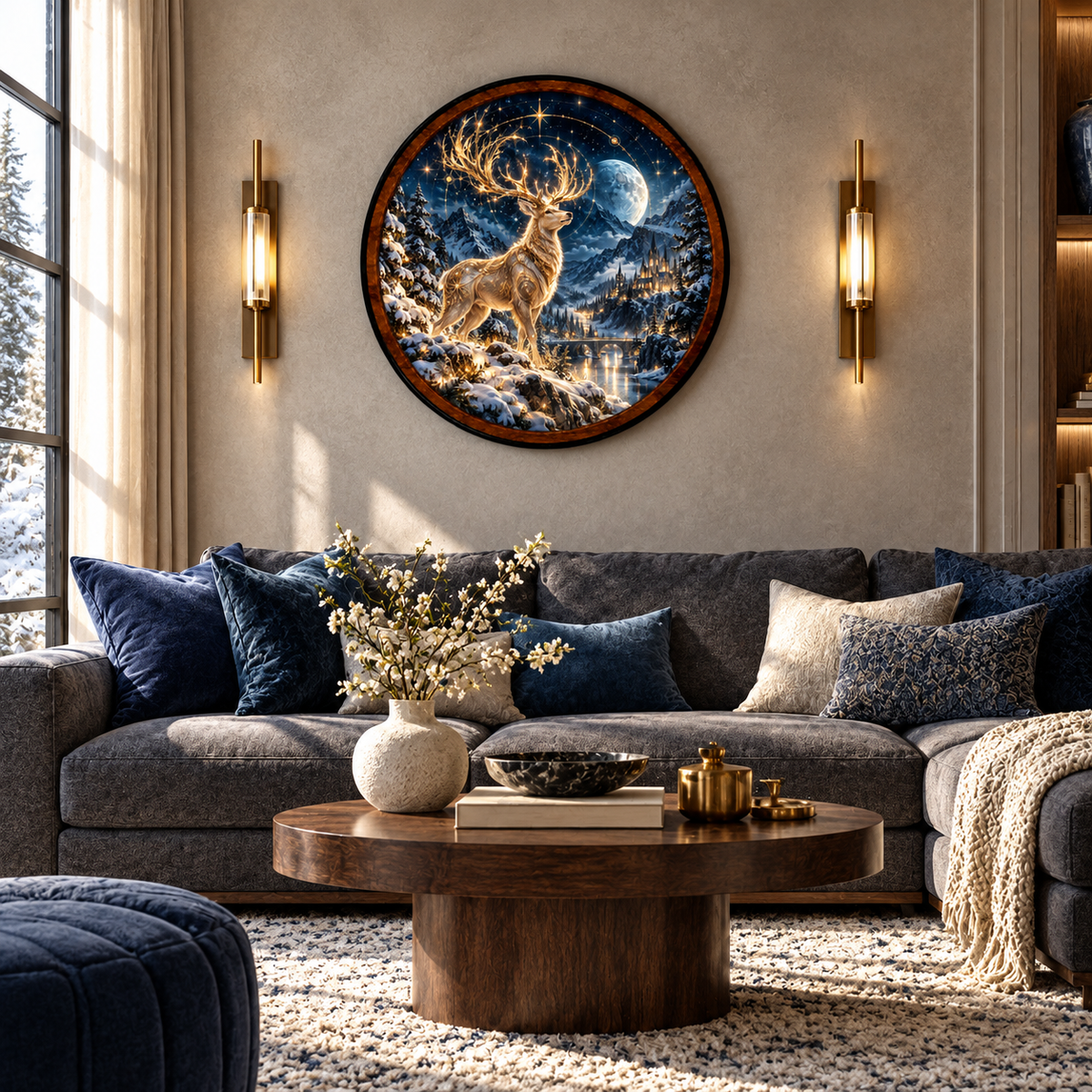 Magical Winter Deer – Handcrafted LED Wall Art