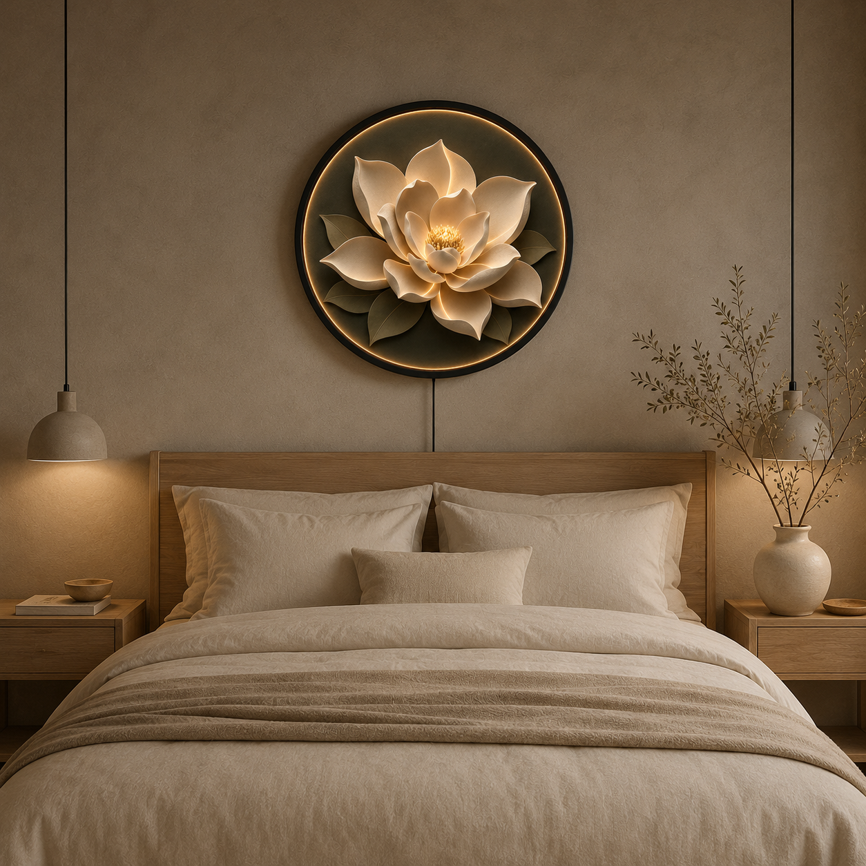 White Magnolia LED Wall Art – Elegant Floral Acrylic Light Decor