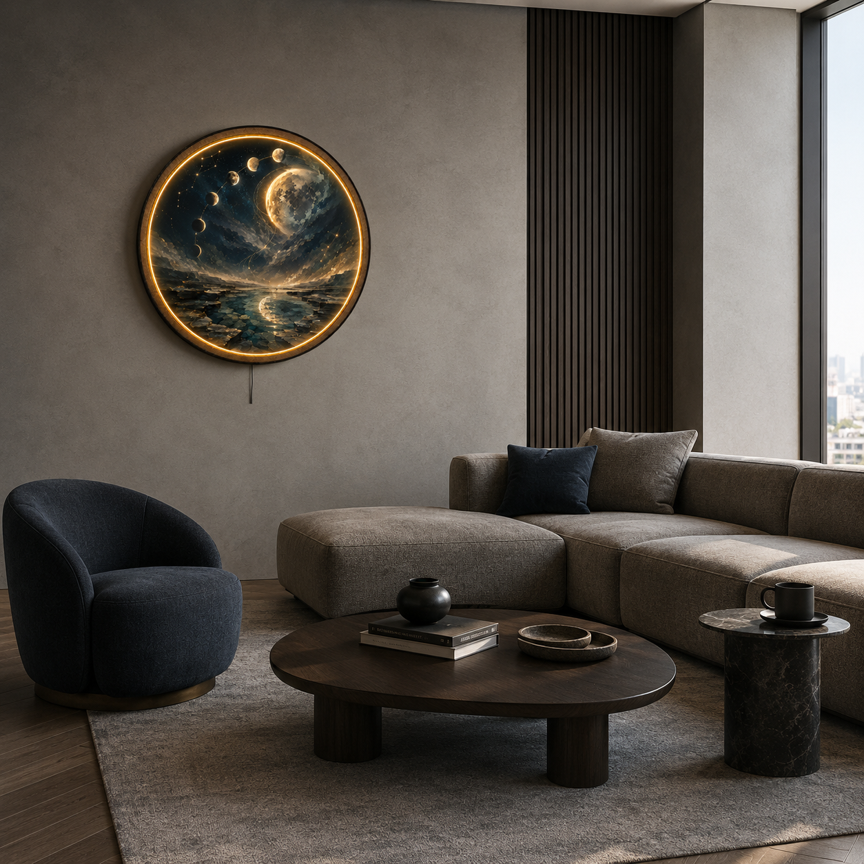 Lunar Passage LED Wall Art – Moon Phase Celestial Wall Decor