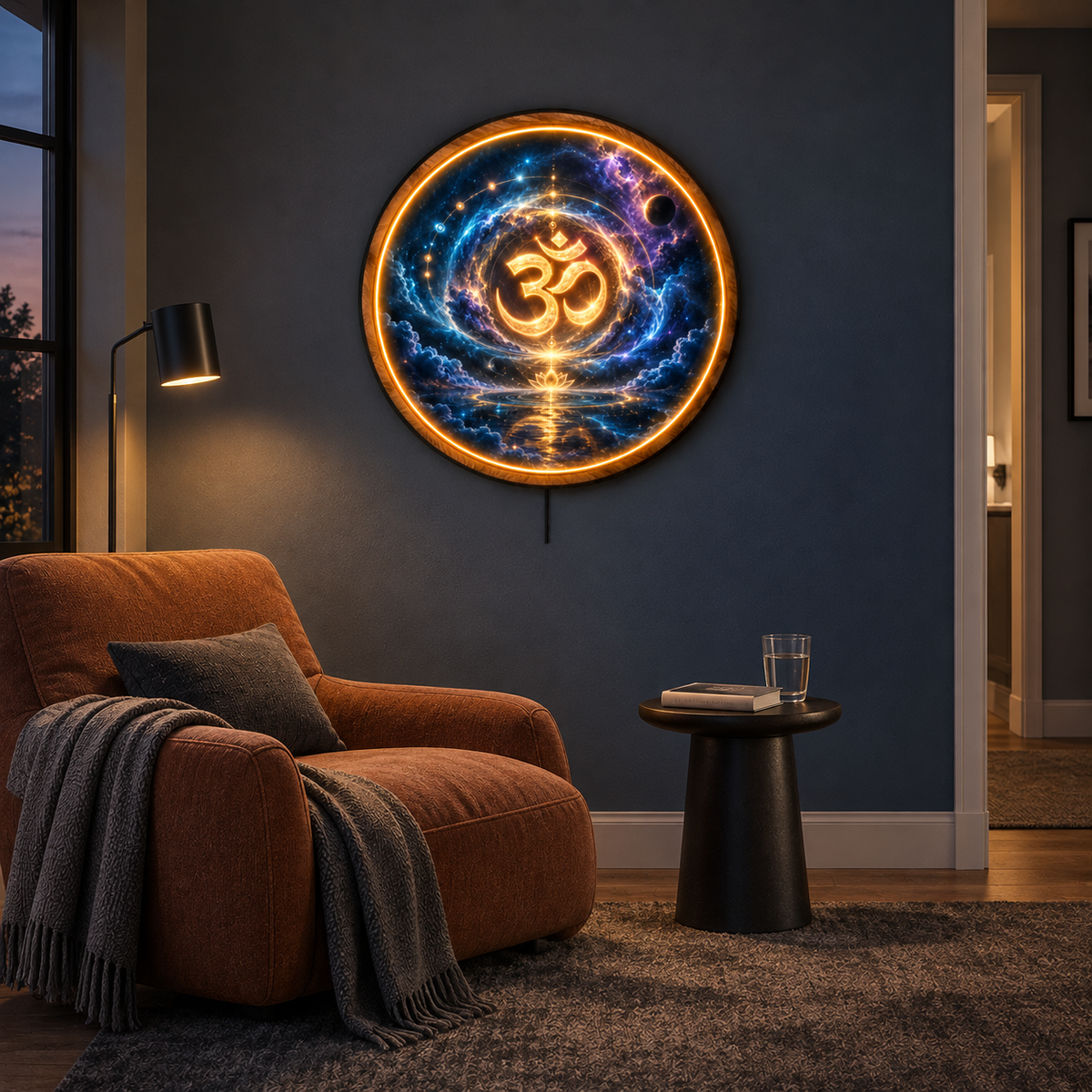 Celestial Om LED Wall Art – Cosmic Meditation & Yoga Decor