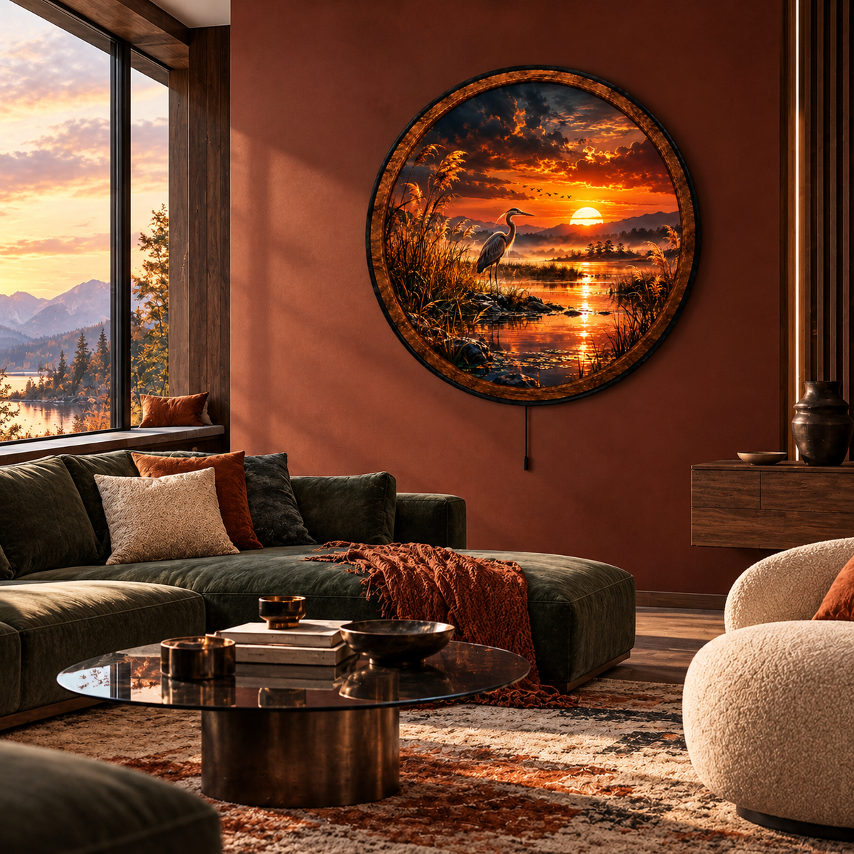 Handcrafted LED Wall Art | Sunset Lake Decor