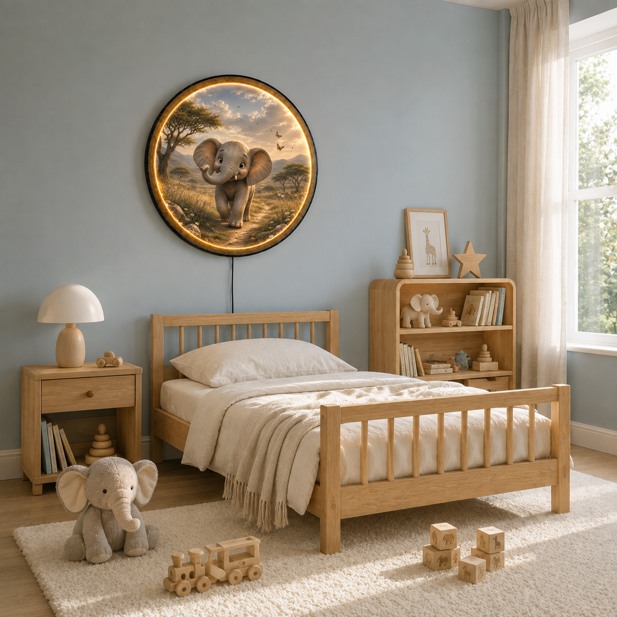 Baby Elephant LED Wall Art – Nursery Animal Decor