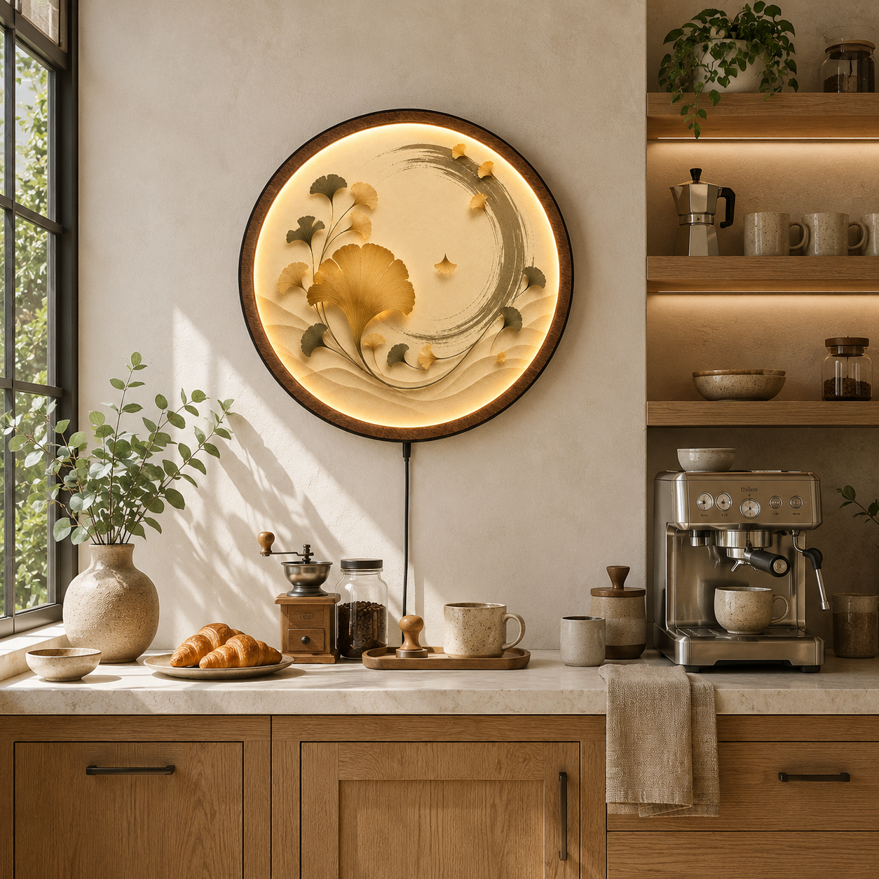 Ginkgo Harmony LED Wall Art – Minimalist Botanical Acrylic Decor