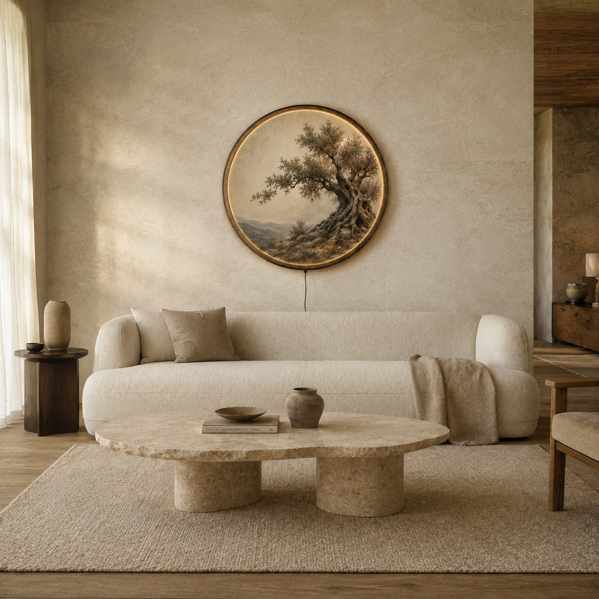 Ancient Olive Timeless Roots LED Wall Art – Nature Decor