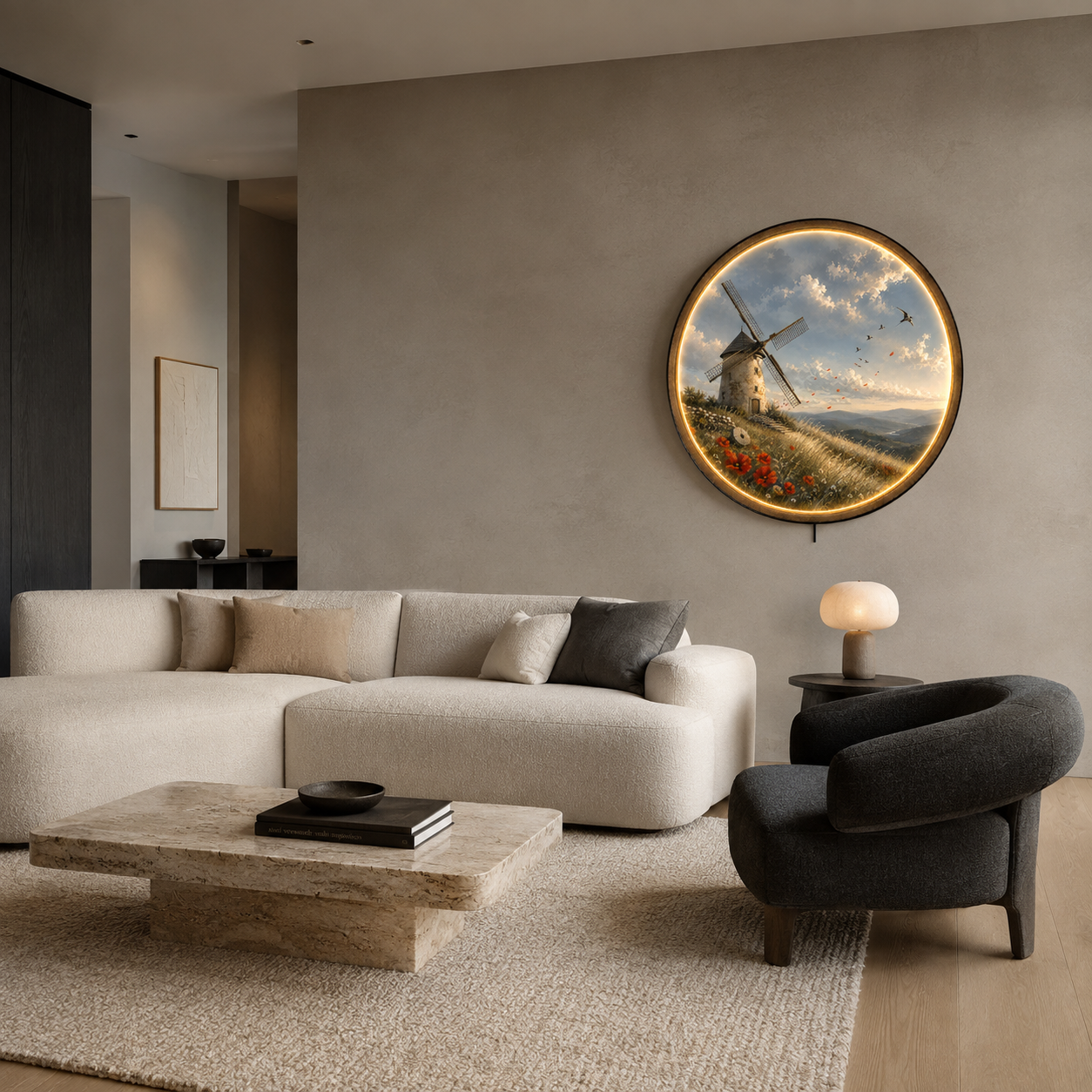 Windmill Meadow LED Wall Art – Countryside Landscape Decor