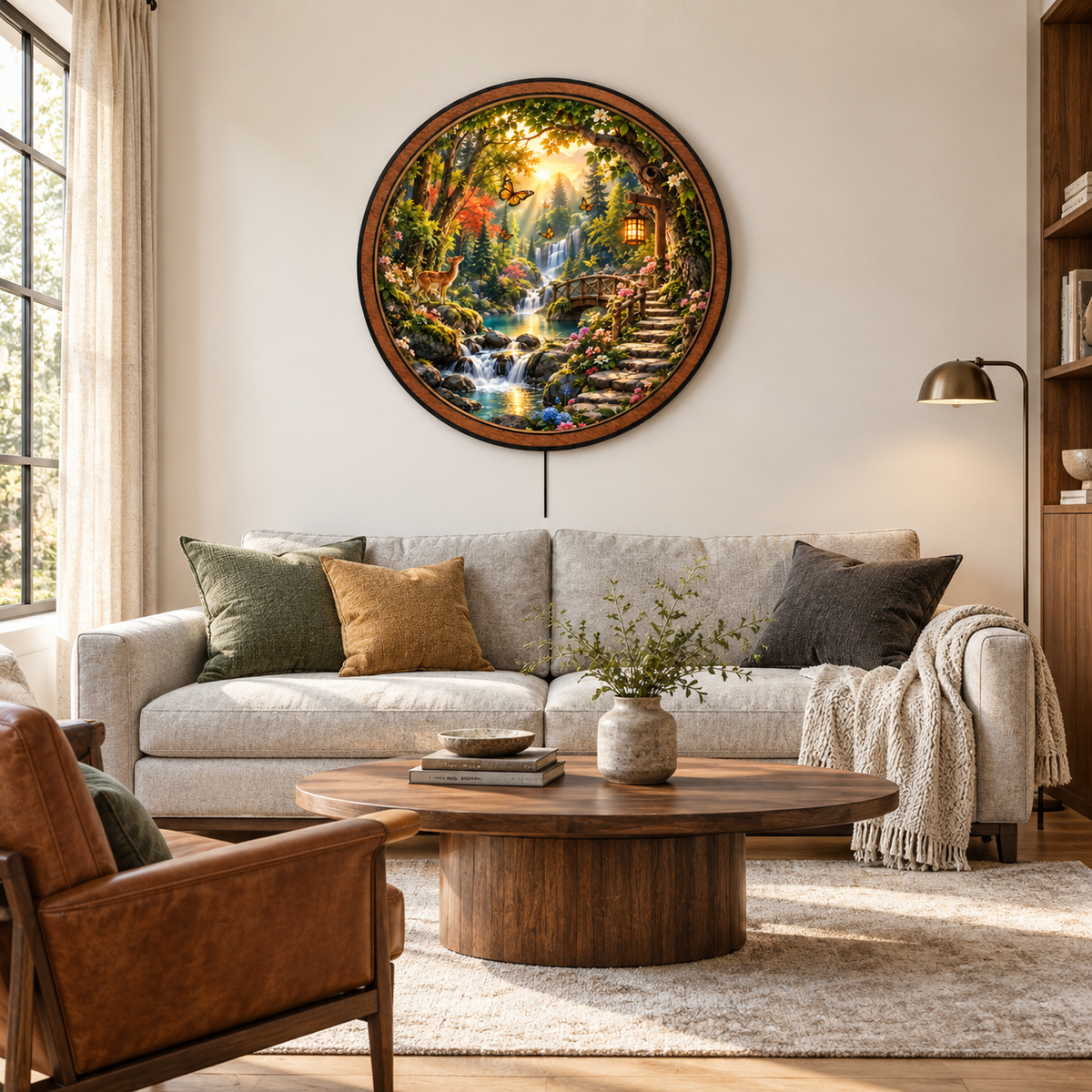 Enchanted Forest Path – Waterfall LED Wall Art