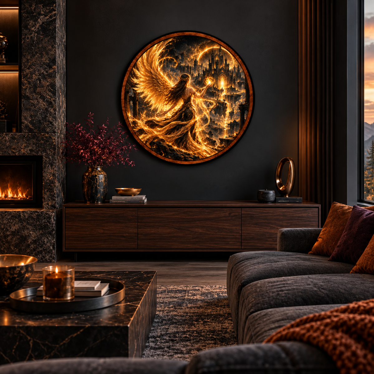 Golden Seraph – Handcrafted LED Wall Art