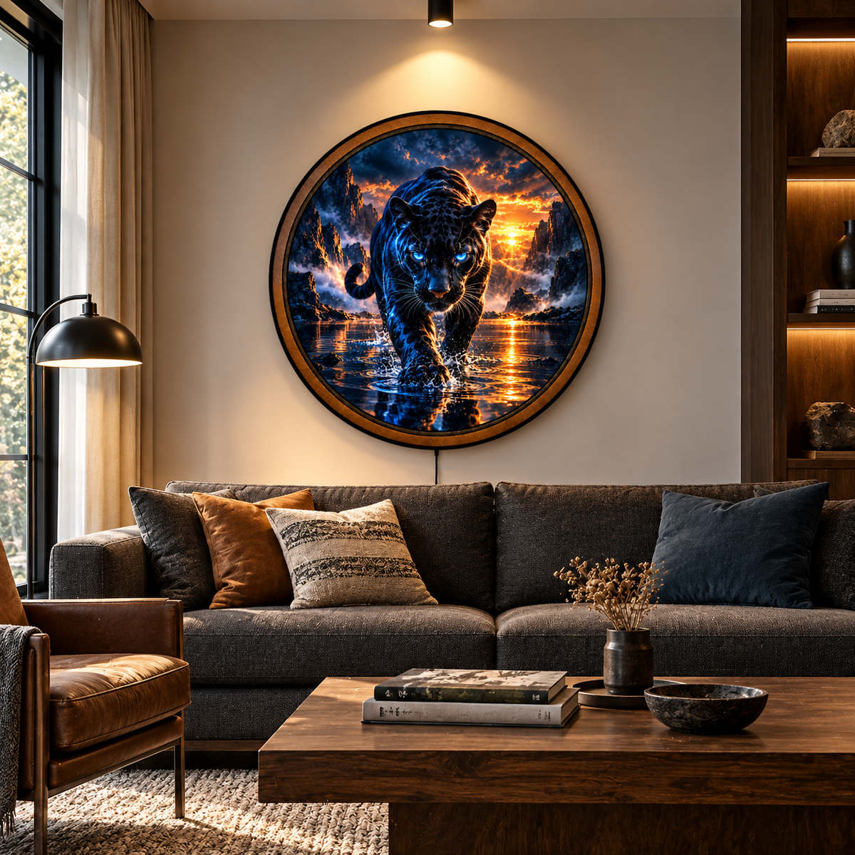 Obsidian King Black Panther – Handcrafted LED Wall Art