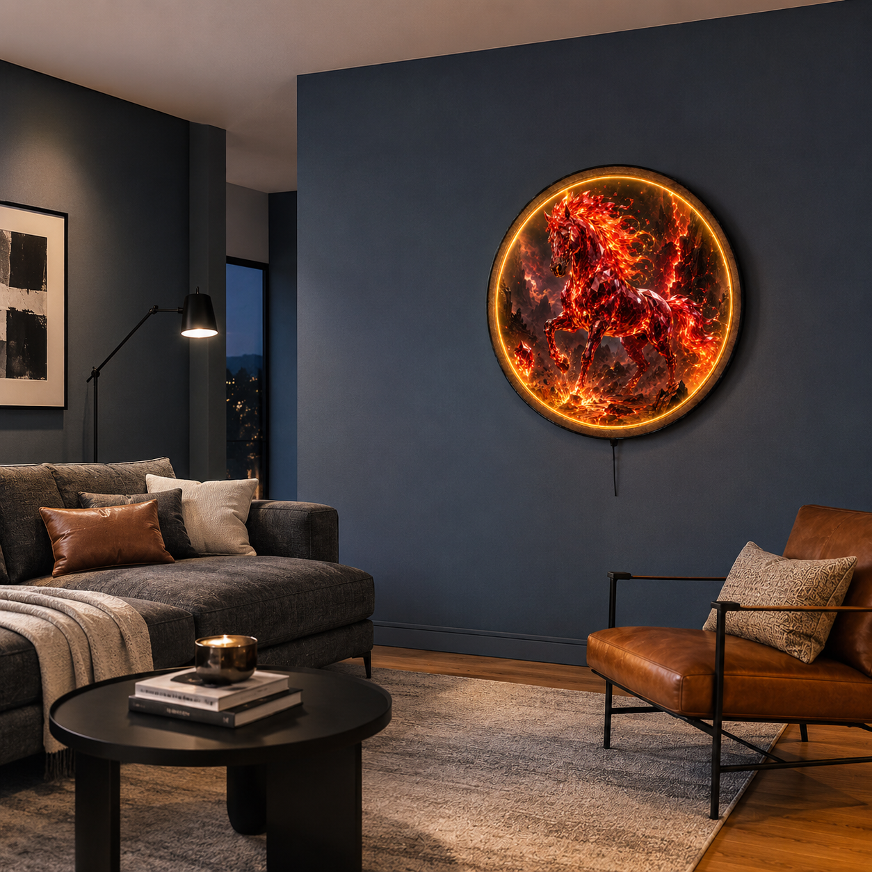 Ruby Tempest Crystal Horse LED Wall Art – Fiery Stallion Decor