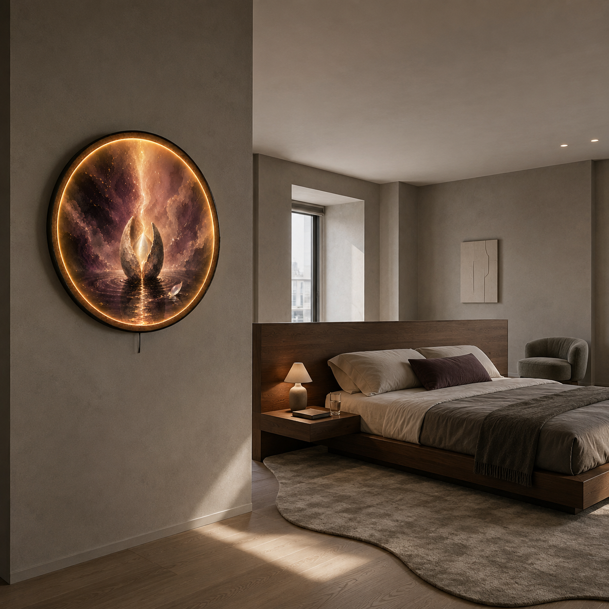 Inner Awakening LED Wall Art – Spiritual Luxury Round Decor