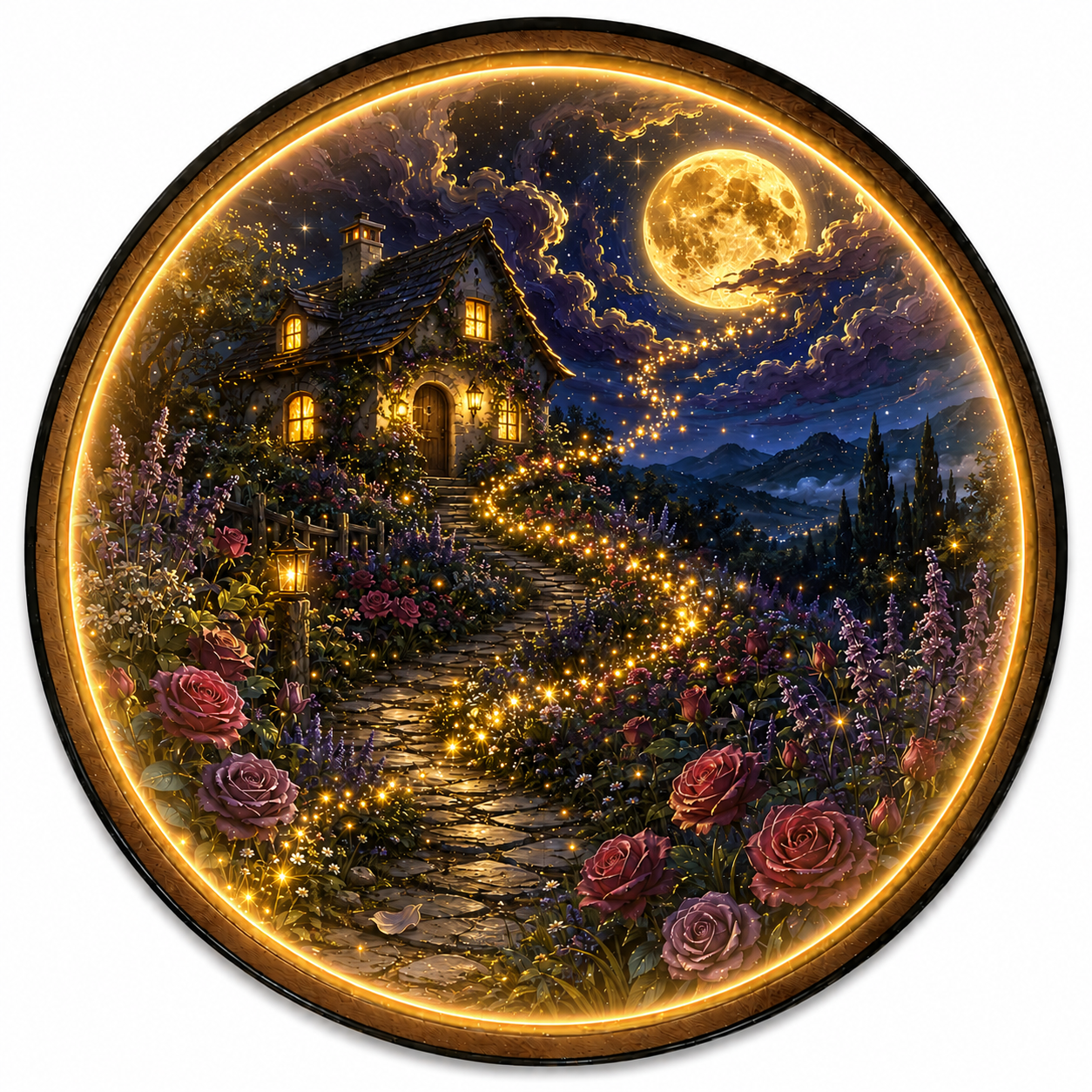 Starlit Haven LED Wall Art – Enchanted Moon Garden Decor