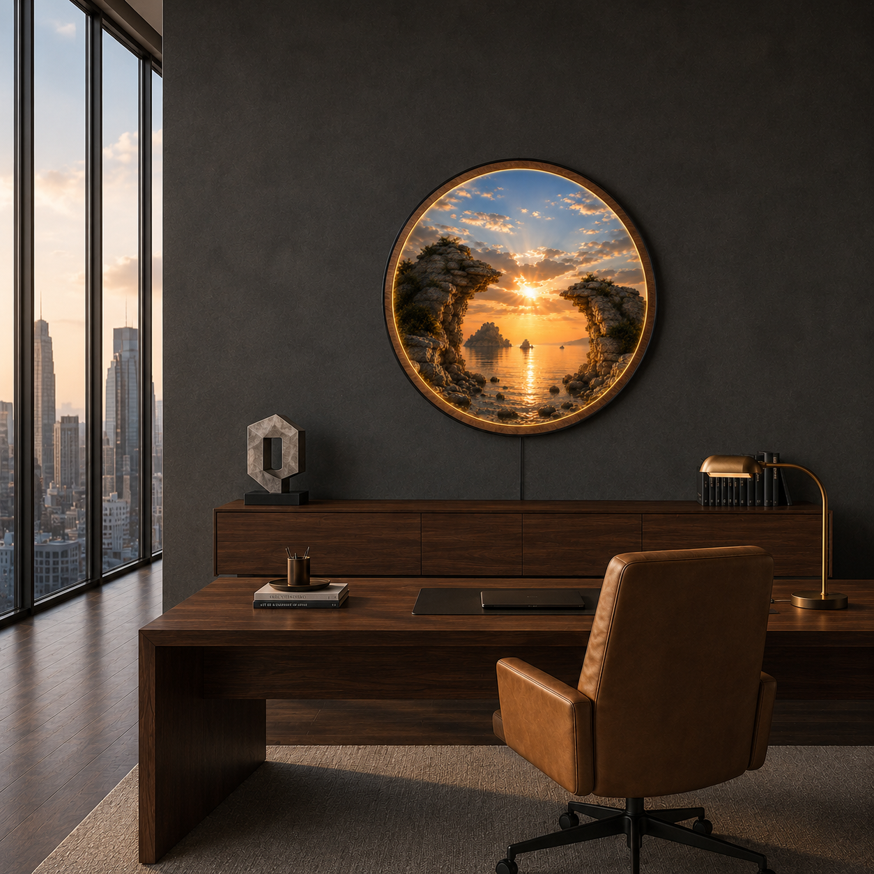 Sunset Sea Arch LED Wall Art – Coastal Illuminated Wall Decor