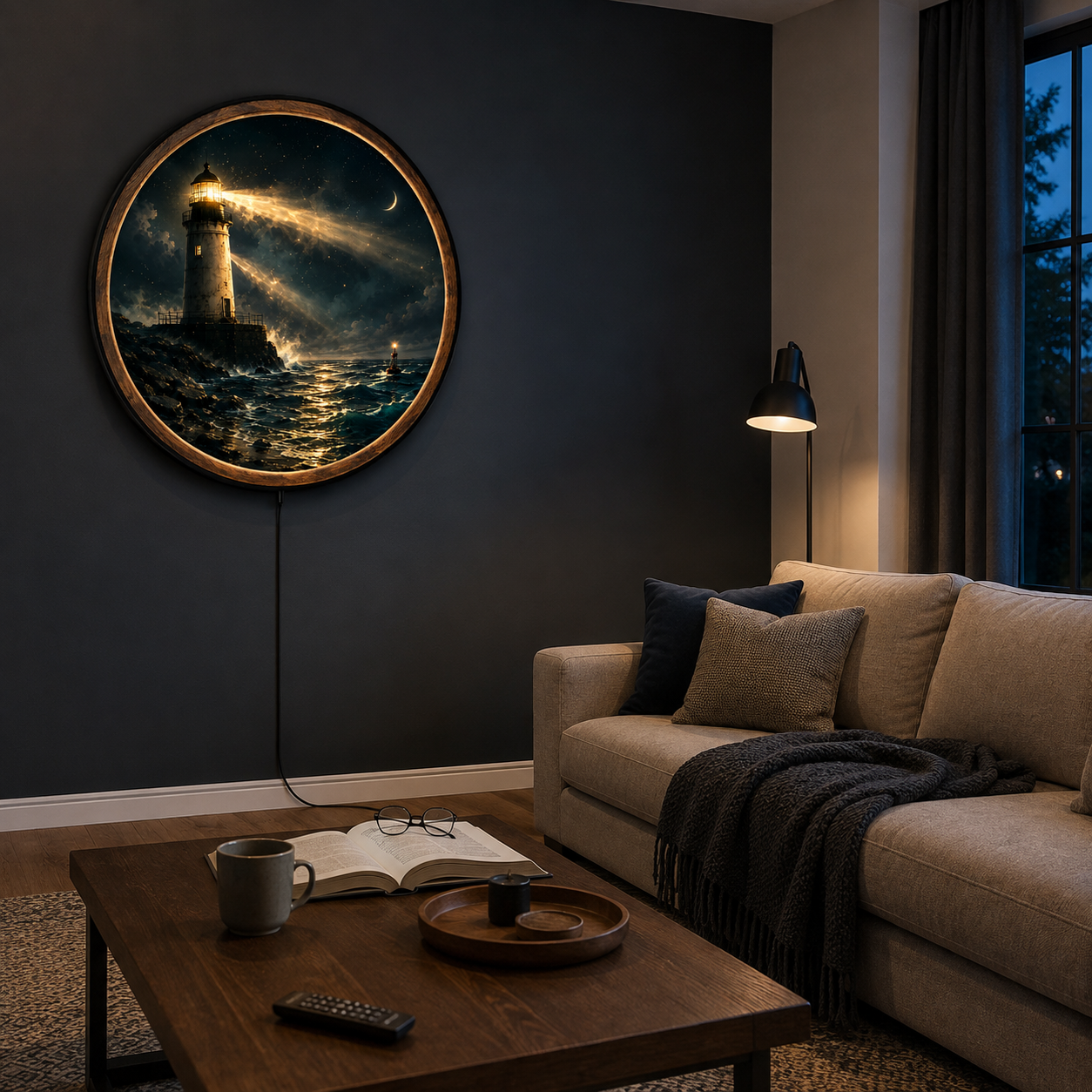 Beacon Through the Storm LED Wall Art – Lighthouse Coastal Decor