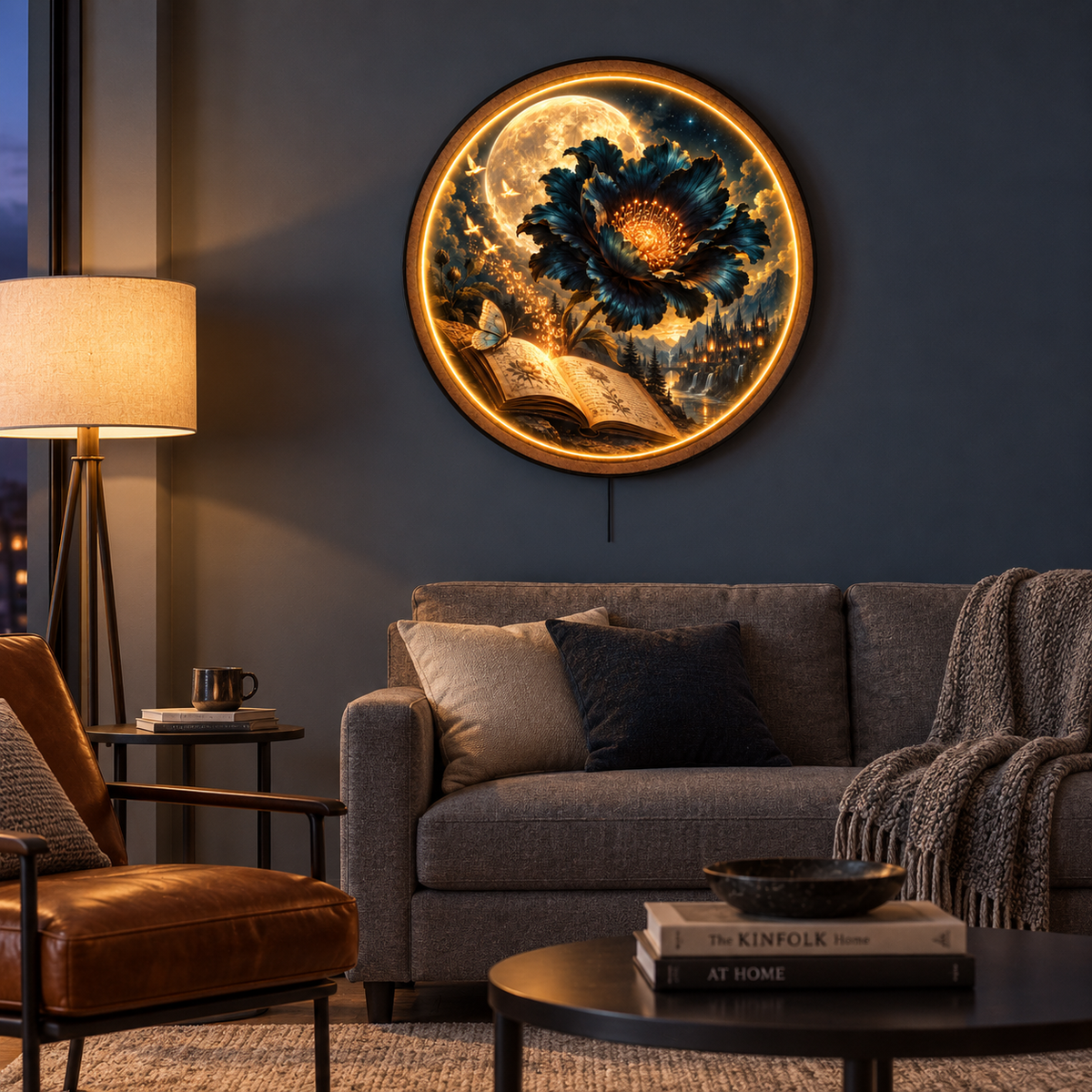 Midnight Bloom LED Wall Art – Moonlit Botanical Fantasy Decor