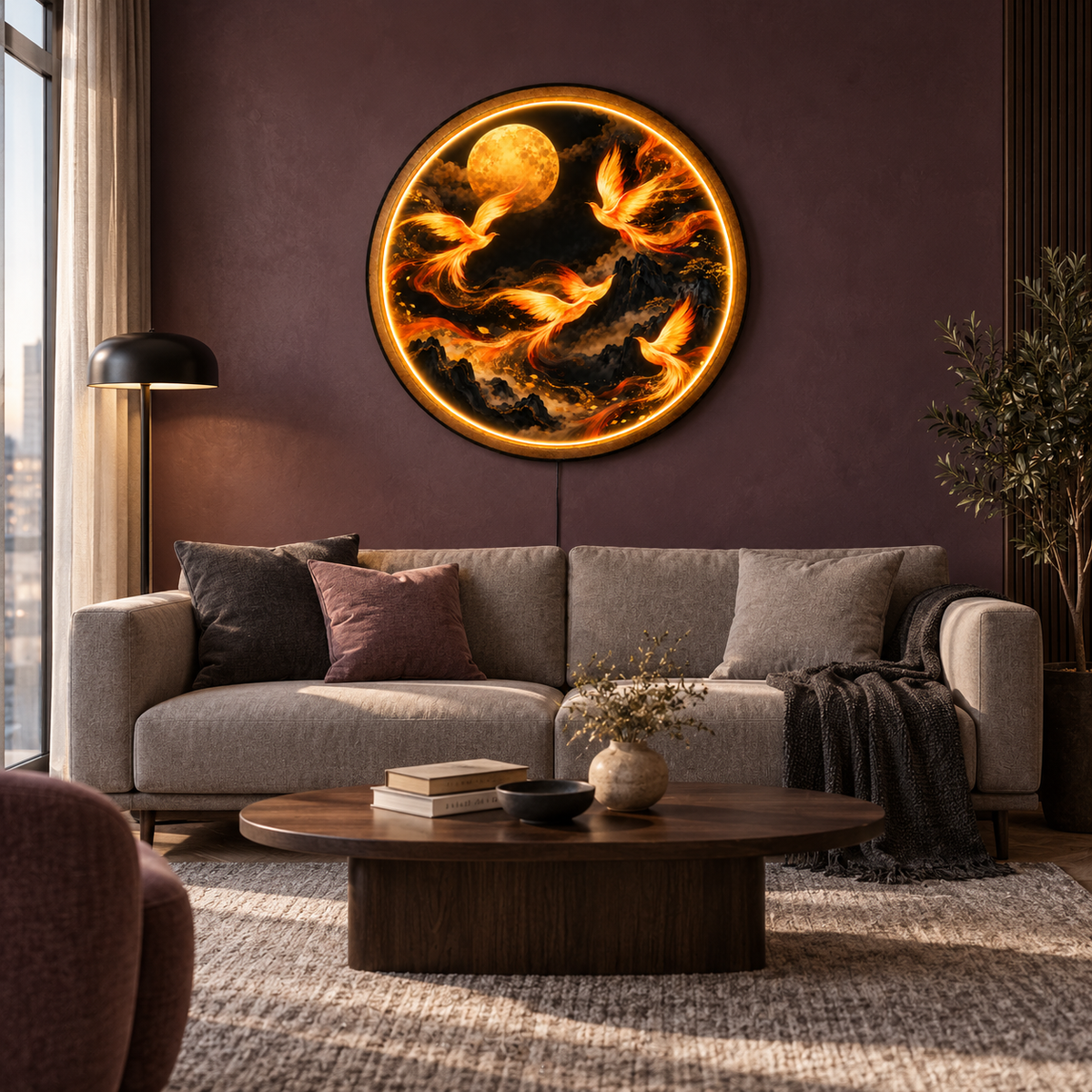 Phoenix Moonlight LED Wall Art – Fiery Fantasy Wall Decor