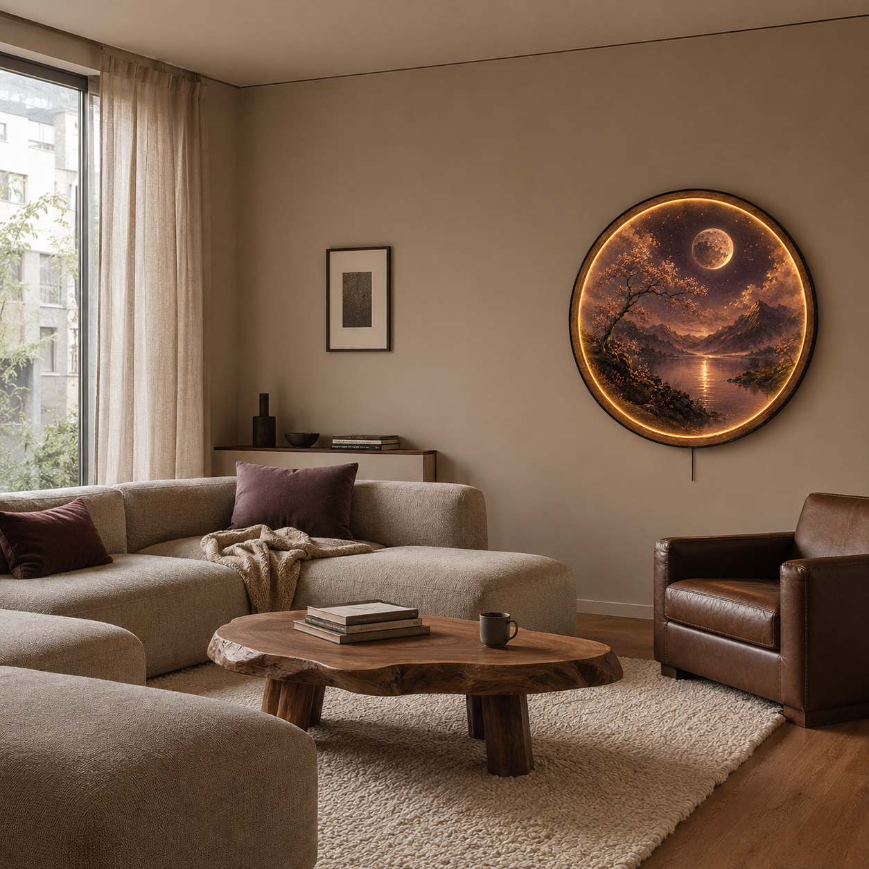 Moonlit Cherry Blossom LED Wall Art – Mountain Lake Decor