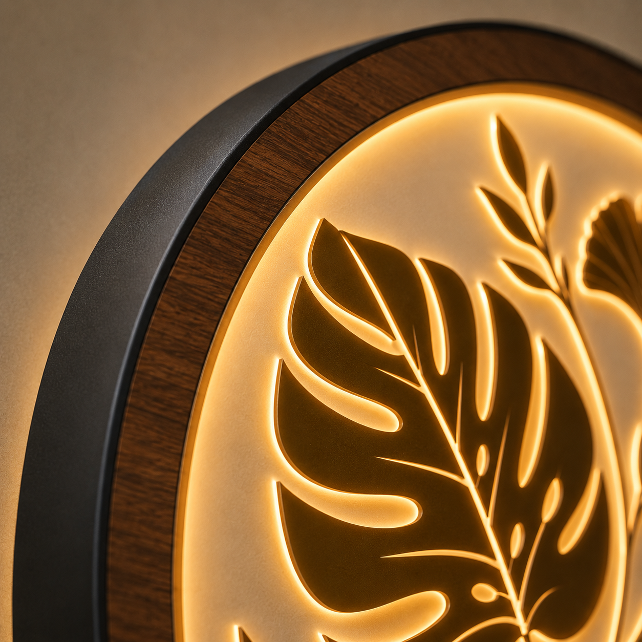 Botanical Leaf LED Wall Lamp | Monstera Ginkgo Wood Art