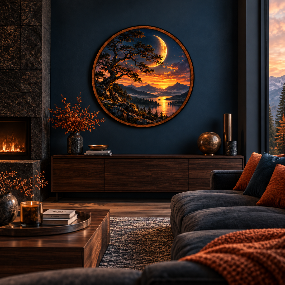 Golden Crescent – Handcrafted LED Wall Art