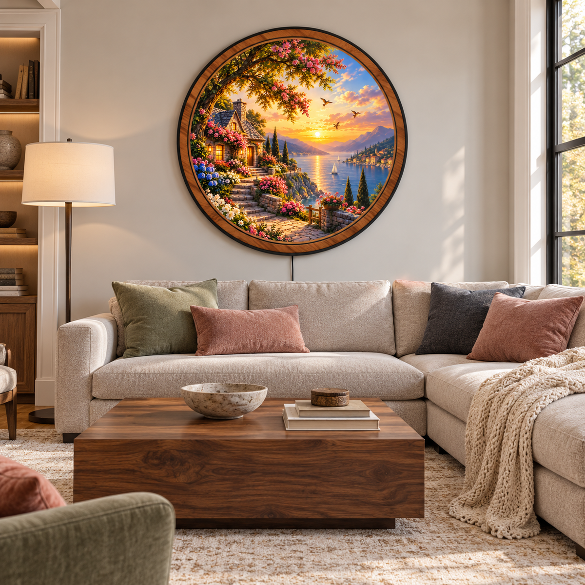 Sunset Garden Cottage – Lakeside LED Wall Art