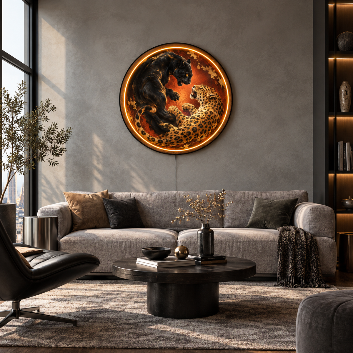Black Panther & Leopard LED Wall Art – Wild Feline Decor