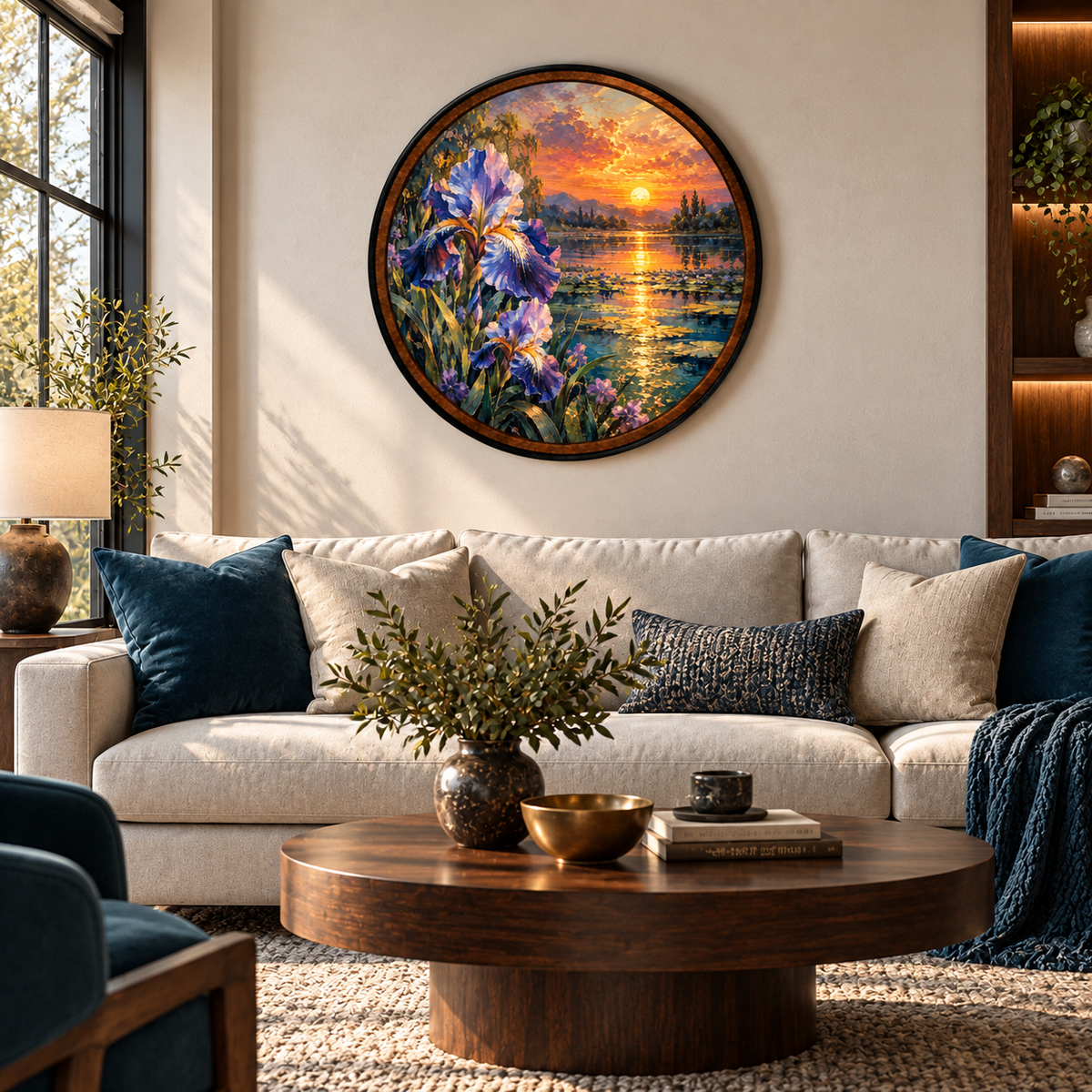 Golden Iris Sunset – Handcrafted LED Wall Art