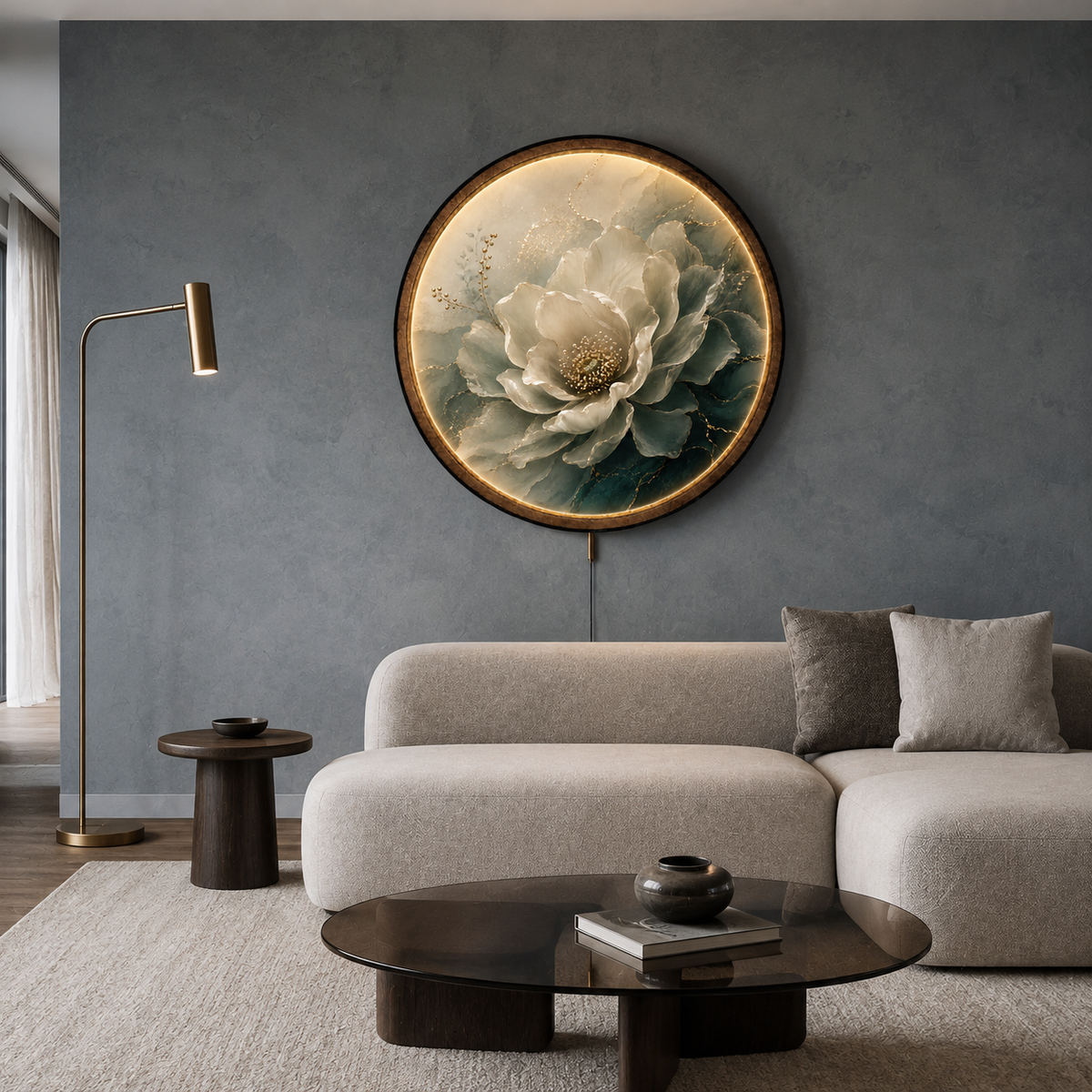 Ivory Serenity Floral LED Wall Art – Luxury Botanical Decor
