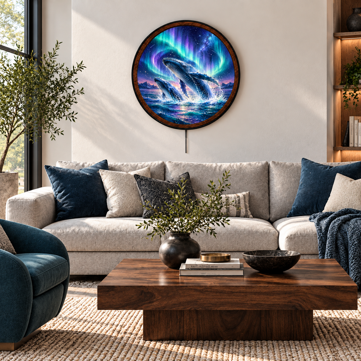 Aurora Whales – Handcrafted LED Wall Art