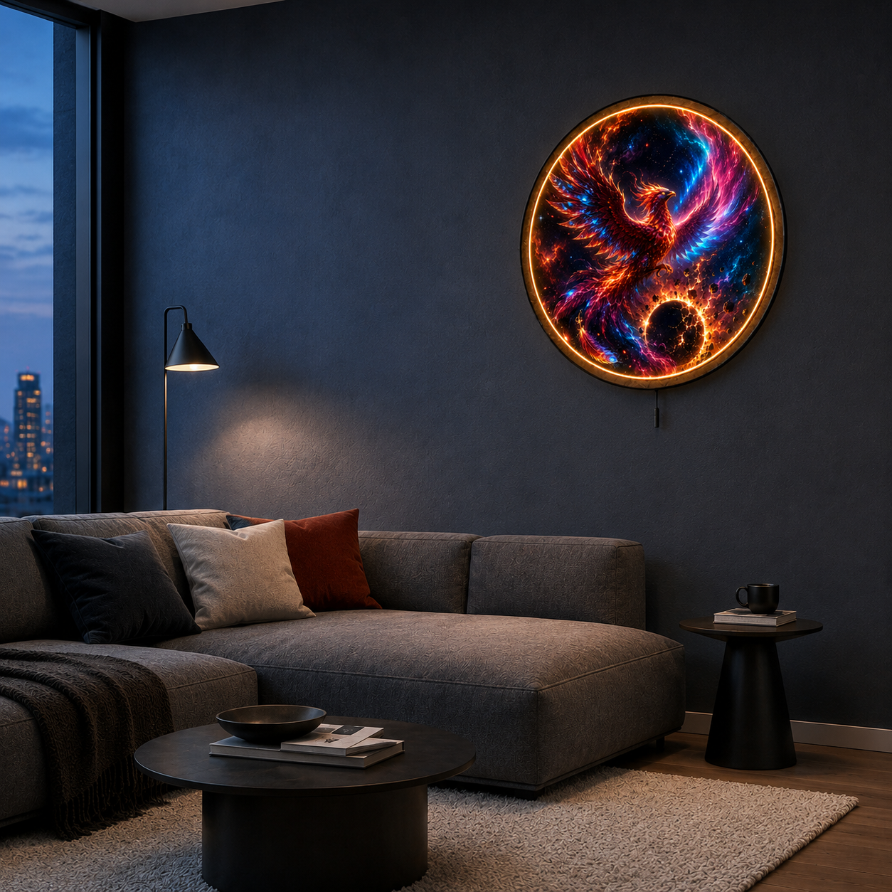 Novaheart Phoenix LED Wall Art – Celestial Firebird Decor