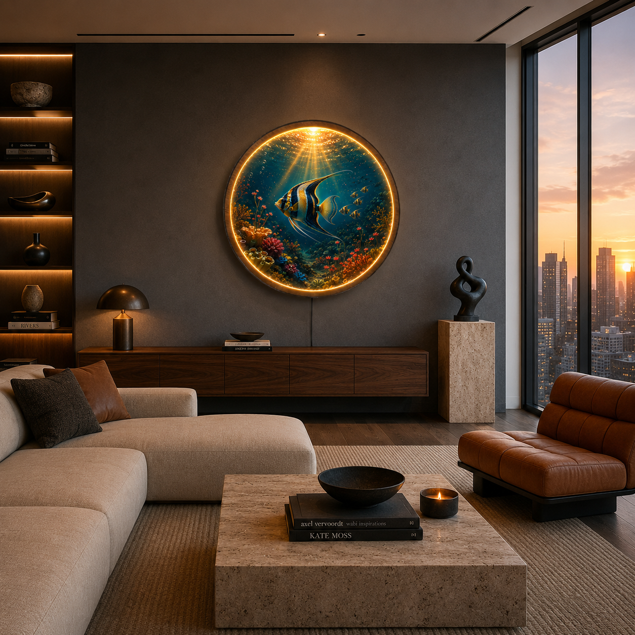 Tropical Angelfish Coral Reef LED Wall Art – Illuminated Ocean Decor