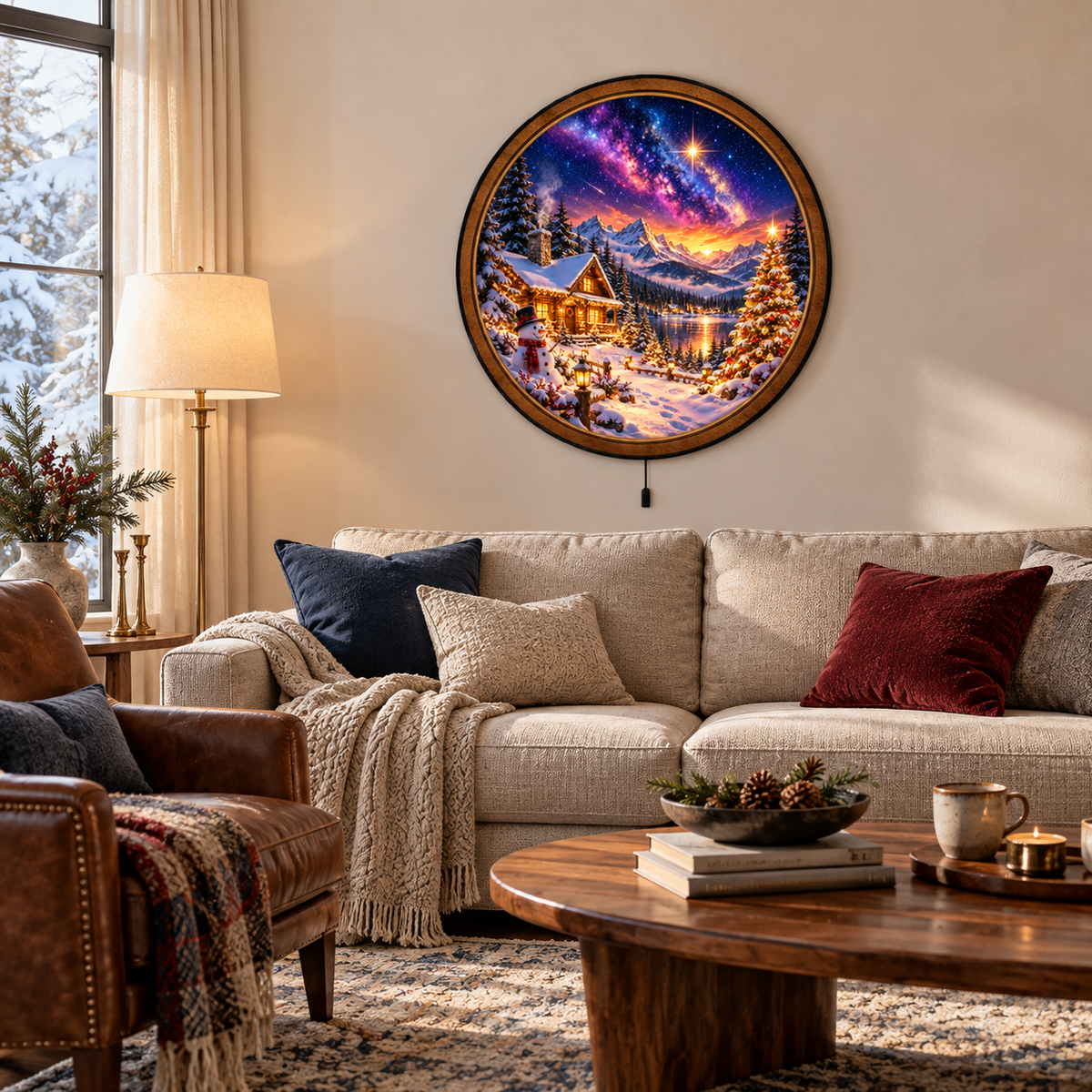 Handcrafted Christmas Tram Village LED Wall Art