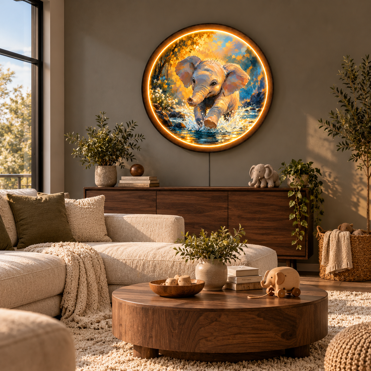 Little Elephant LED Wall Art – Cute Safari Nursery Decor