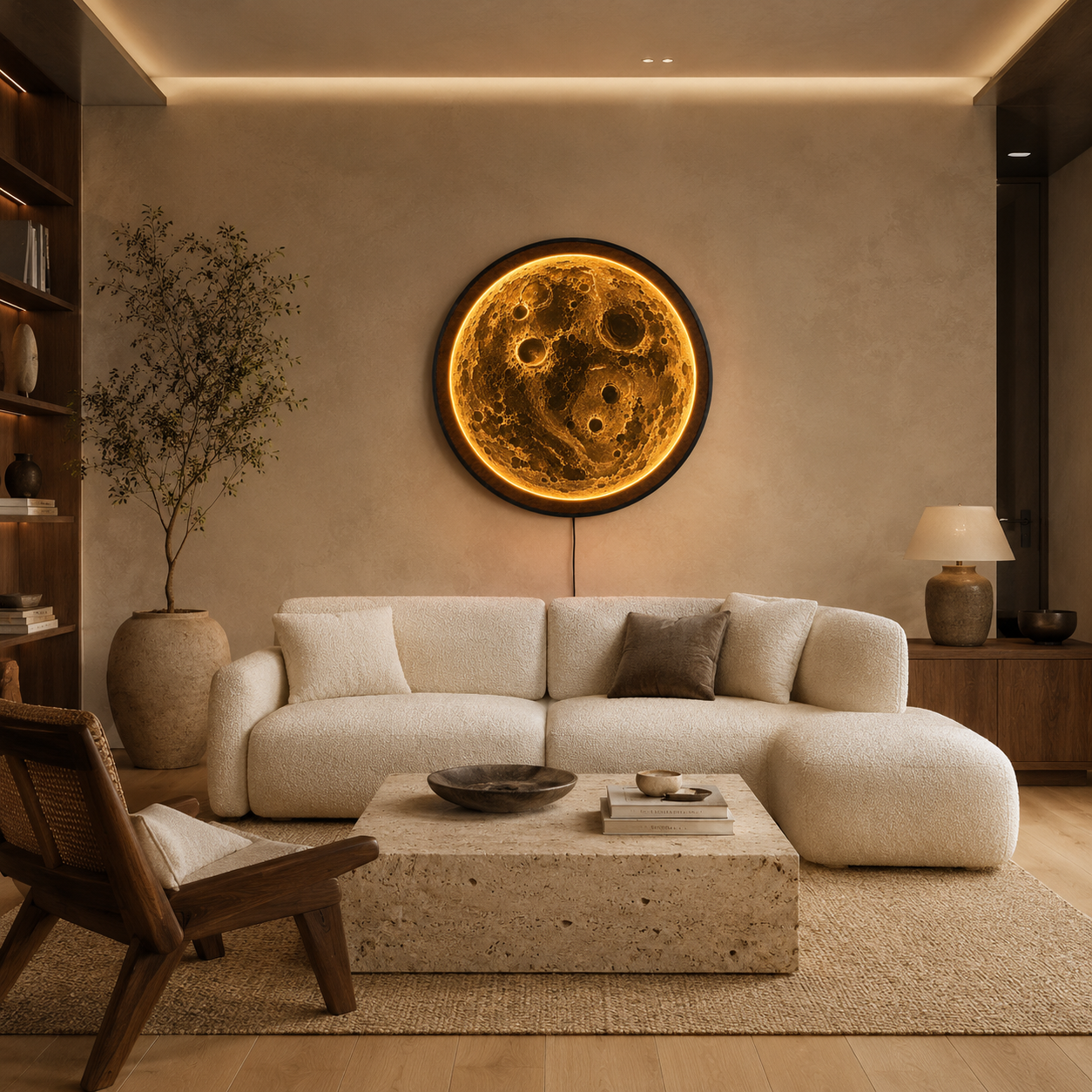 Golden Moon LED Wall Art – Illuminated Lunar Acrylic Wall Decor