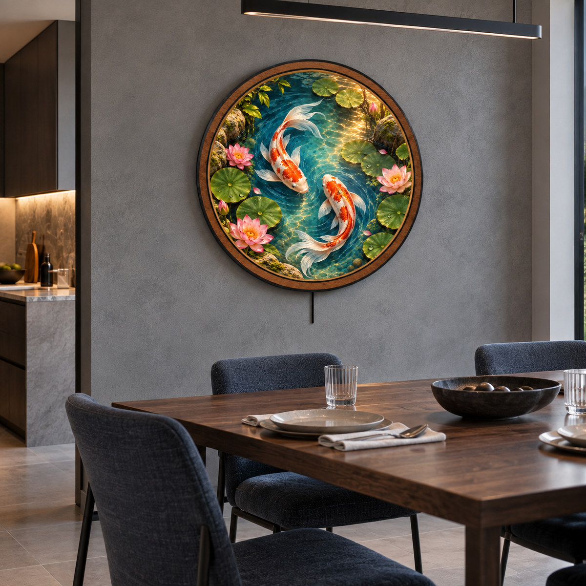 Koi Serenity LED Wall Art – Lotus Pond Zen Decor