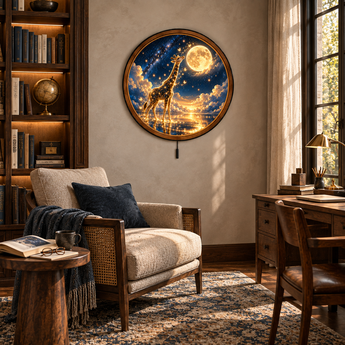 Handcrafted Celestial Giraffe Moonlight LED Wall Art