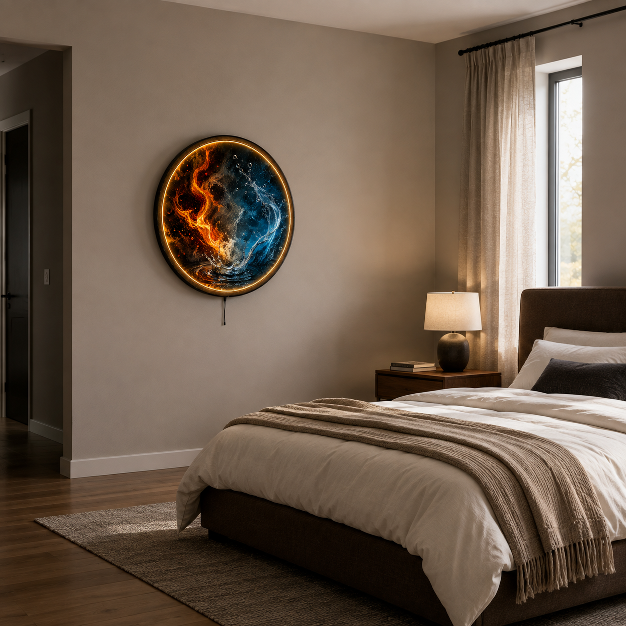 Fire & Water LED Wall Art – Elemental Balance Decor