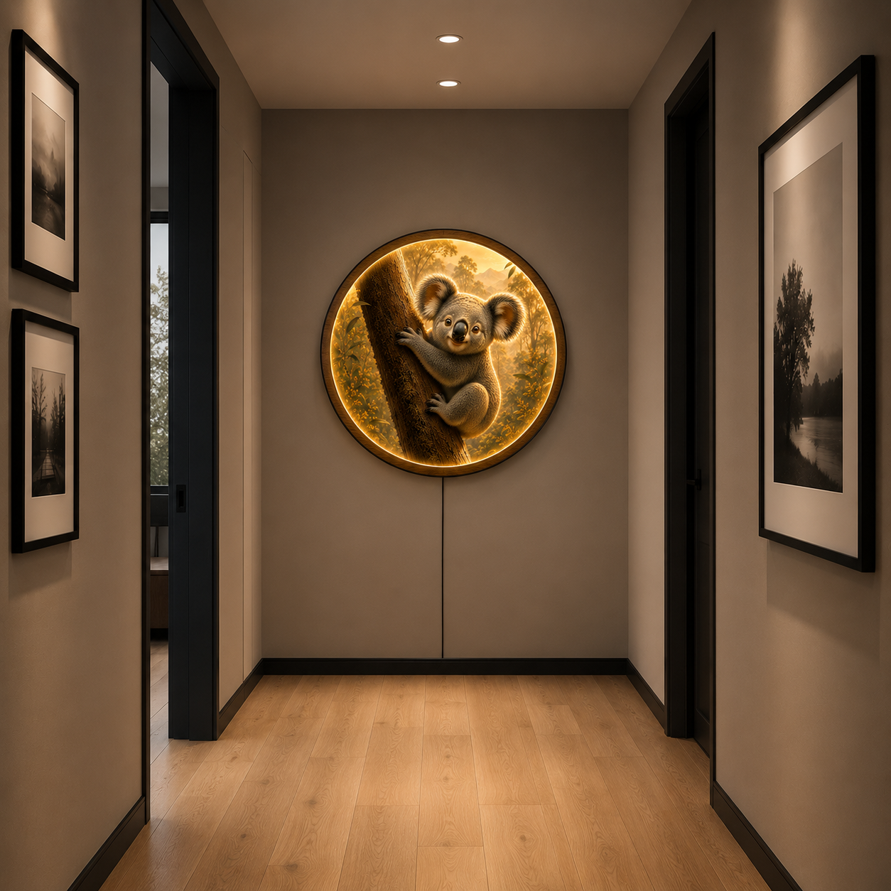 Koala LED Wall Art – Round Illuminated Acrylic Wildlife Decor
