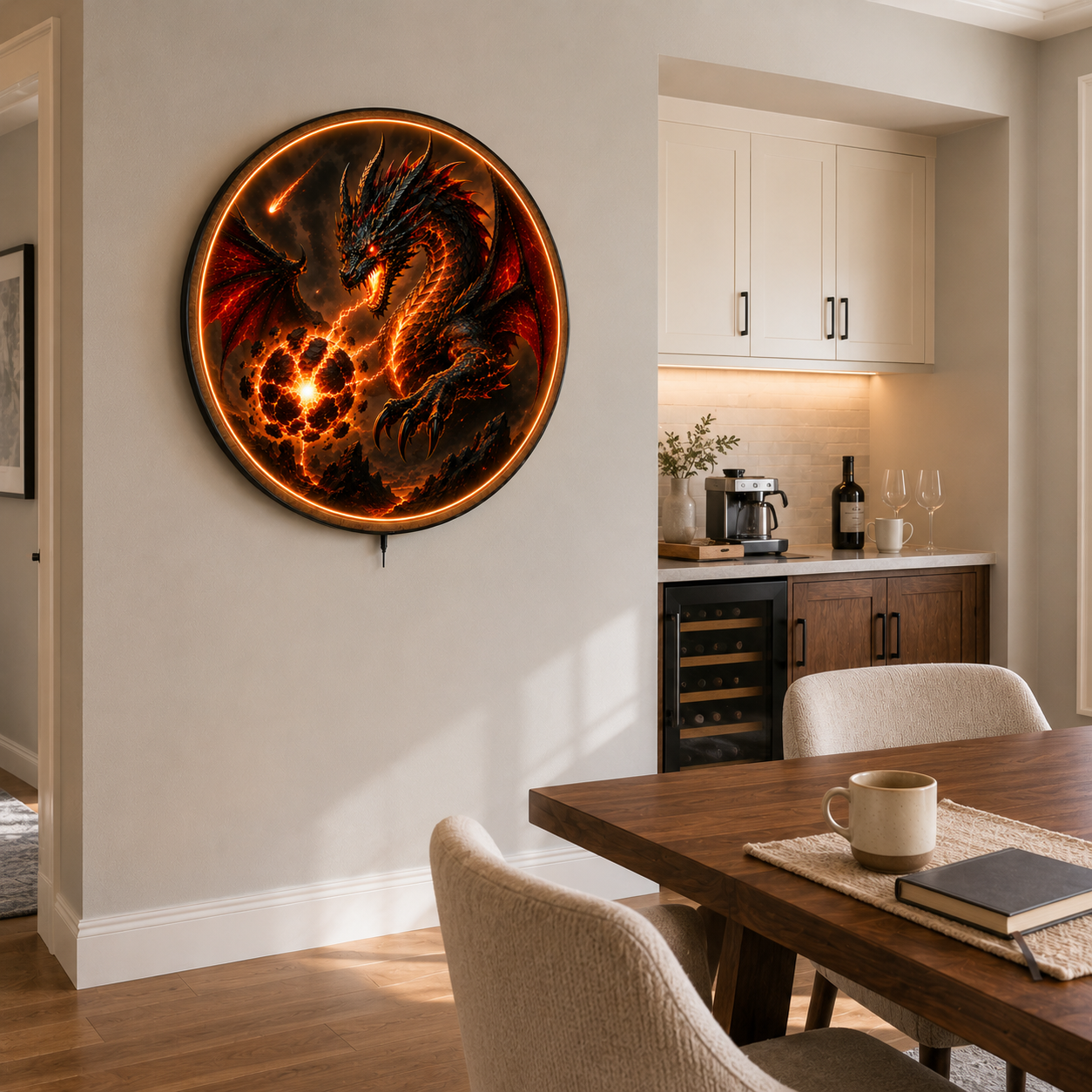 Inferno Dragon LED Wall Art – Volcanic Fire Fantasy Decor