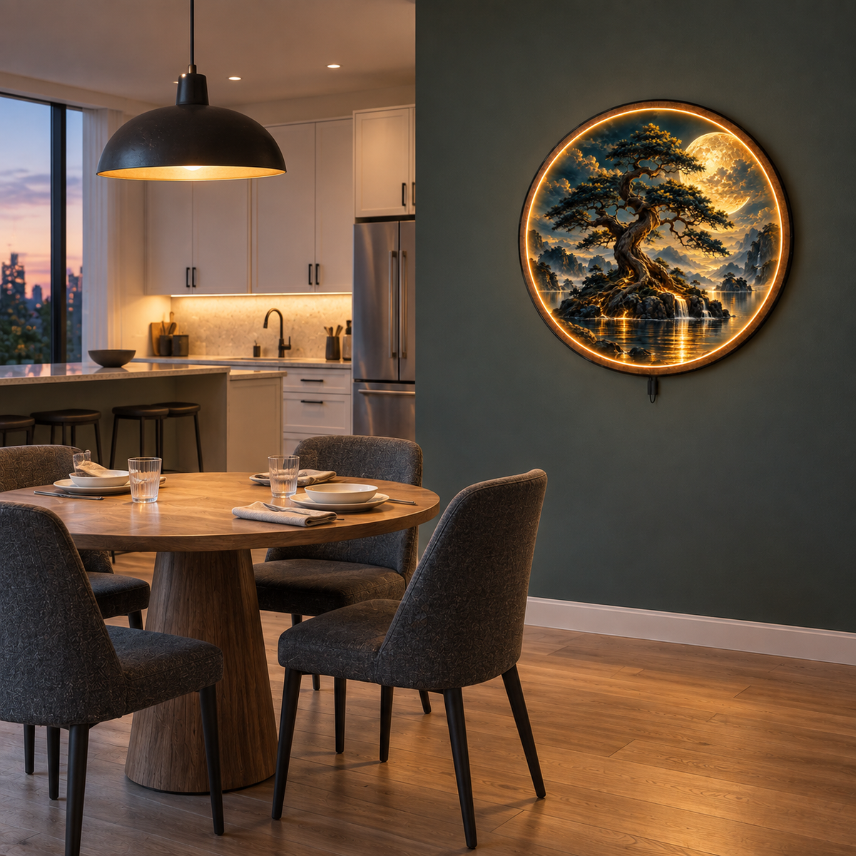 Everroot LED Wall Art – Ancient Tree & Golden Moon Decor