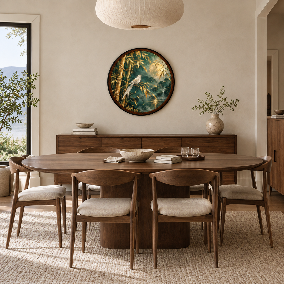 Golden Bamboo Moon – Handcrafted LED Wall Art