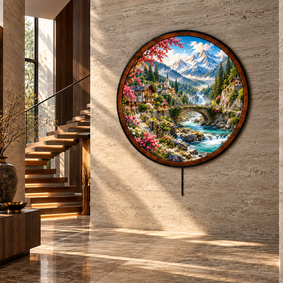 Alpine Spring Paradise – Handcrafted LED Wall Art